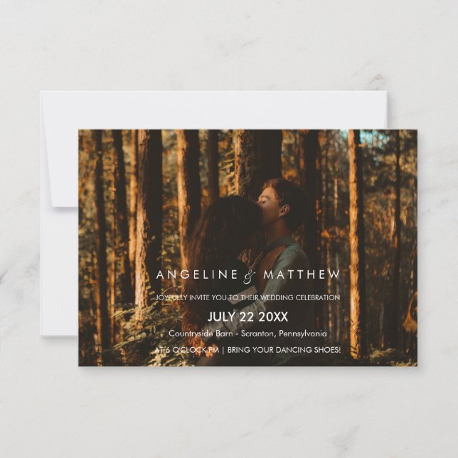 Whimsical Calligraphy | Faded Photo The Wedding Of Invitation (Front)