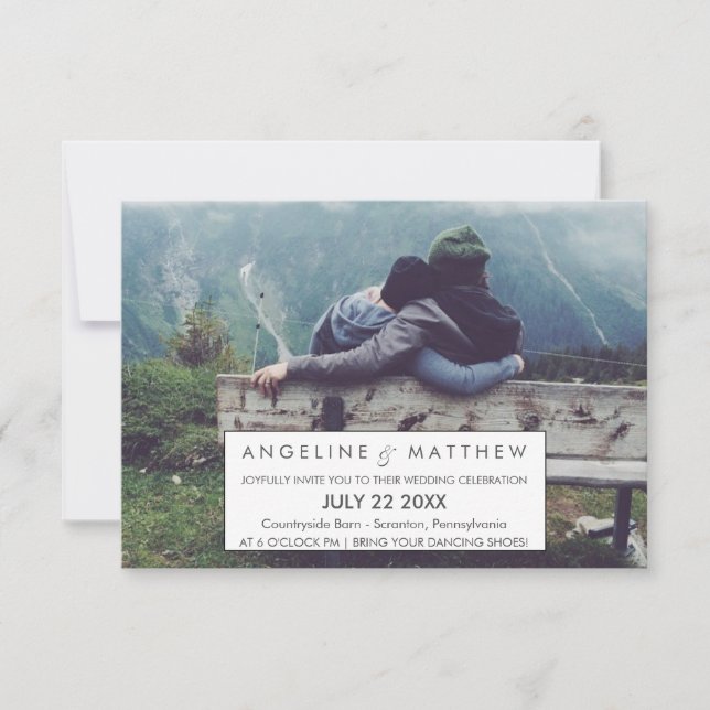 Whimsical Calligraphy | Faded Photo The Wedding Of Invitation (Front)