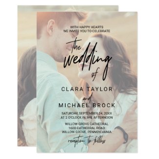 Whimsical Calligraphy | Faded Photo The Wedding Of Invitation
