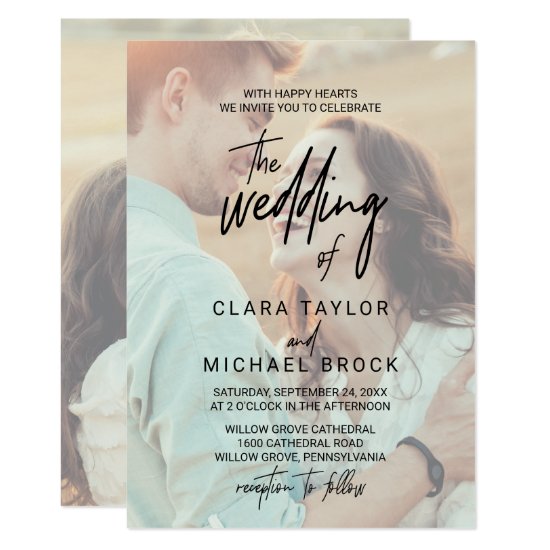 Whimsical Calligraphy | Faded Photo The Wedding Of Invitation