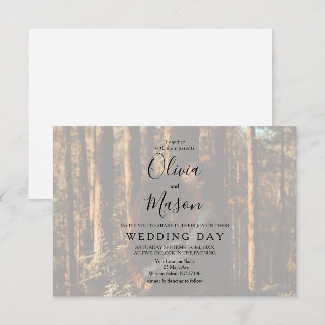 Whimsical Calligraphy | Faded Photo The Wedding Of Invitation (Front/Back)