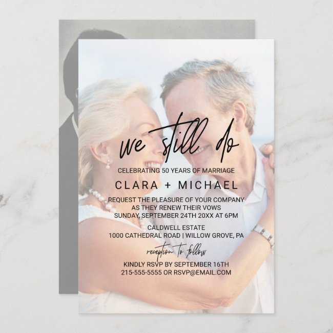 Whimsical Calligraphy | Faded Photo Vow Renewal Invitation