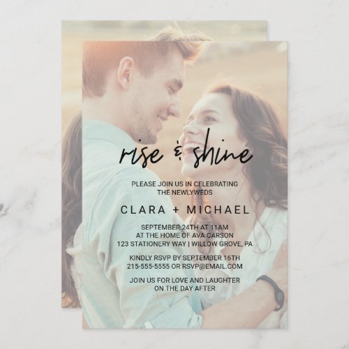 Whimsical Calligraphy  Faded Photo Wedding Brunch Invitation