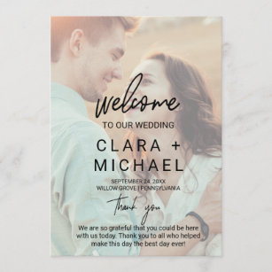 whimsical calligraphy faded photo wedding program wedding bulletin covers
