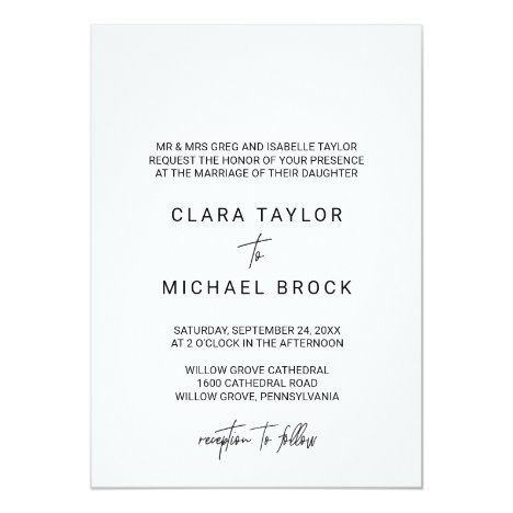 Whimsical Calligraphy Formal Wedding Invitation