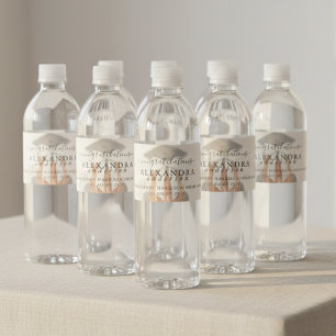 Whimsical Calligraphy Graduation Bow Water Bottle Label