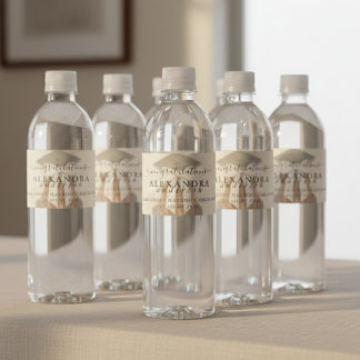 Whimsical Calligraphy Graduation Bow Water Bottle Label