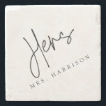 Whimsical Calligraphy Hers Marble Coaster<br><div class="desc">This elegant calligraphy "Hers" marble coaster is perfect for a modern or minimalist kitchen/ bar. The design features elegant yet rustic typography as a beautiful gift for a new couple or loved one. For matching items,  please see the complete elegant calligraphy collection: https://www.zazzle.com/collections/whimsical_elegant_calligraphy-119723660555986269?rf=238296117664346256</div>