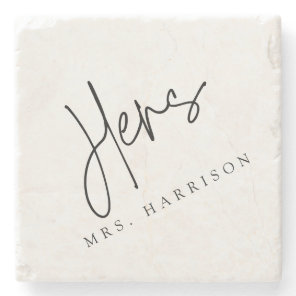 Whimsical Calligraphy Hers Marble Coaster