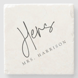 Whimsical Calligraphy Hers Marble Coaster