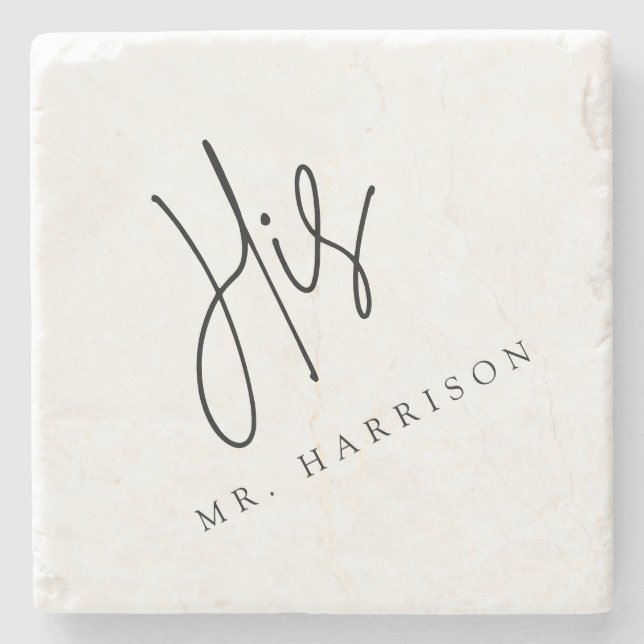 Whimsical Calligraphy His Marble Coaster (Front)