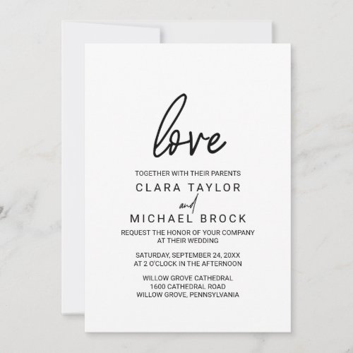 Whimsical Calligraphy Love Wedding Invitation