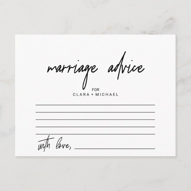 Whimsical Calligraphy Marriage Advice Cards (Front)