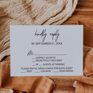Whimsical Calligraphy Menu Choice RSVP Card