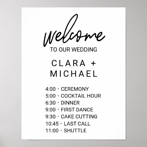 Whimsical Calligraphy Order of Events Poster