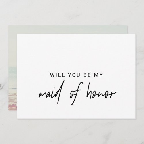 Whimsical Calligraphy  Photo Back Maid Of Honor Invitation