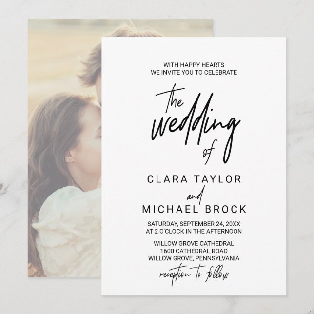 Whimsical Calligraphy | Photo Back The Wedding Of Invitation (Front/Back)