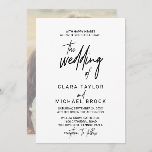Whimsical Calligraphy  Photo Back The Wedding Of Invitation