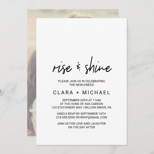 Whimsical Calligraphy | Photo Back Wedding Brunch Invitation (Front/Back)