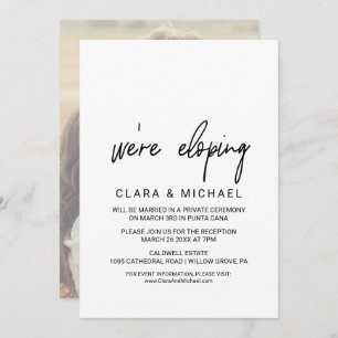 Whimsical Calligraphy Photo Backing Elopement Invitation