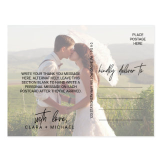 Whimsical Calligraphy | Photo Backing Thank You Postcard