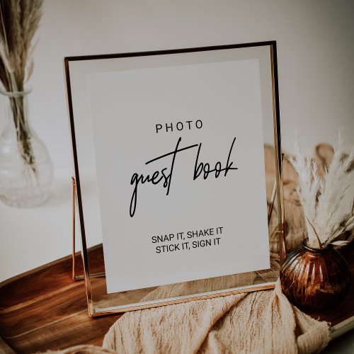 Whimsical Calligraphy Photo Guest Book
