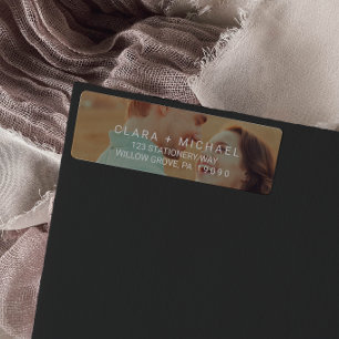 Whimsical Calligraphy Photo Overlay Wedding Label