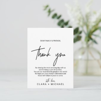 Whimsical Calligraphy Reception Thank You Card | Zazzle