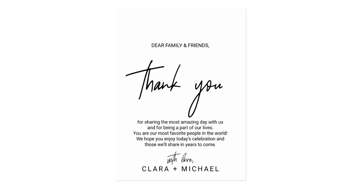 Whimsical Calligraphy Reception Thank You Card | Zazzle.com
