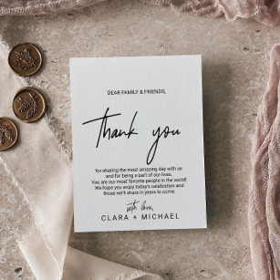 Whimsical Calligraphy Reception Thank You Card