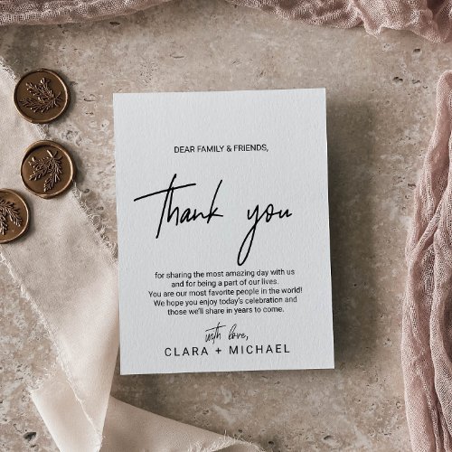 Whimsical Calligraphy Reception Thank You Card