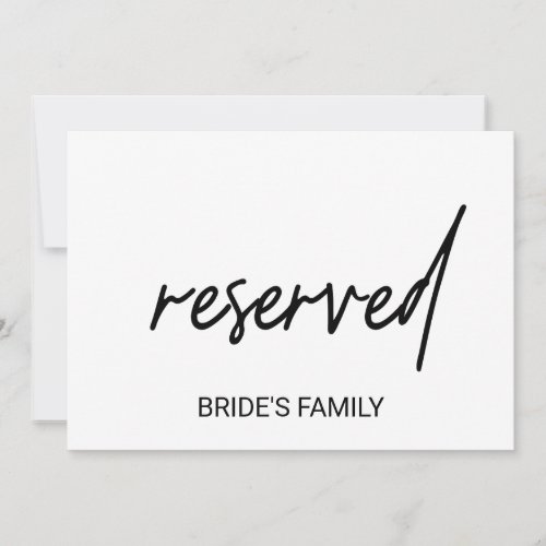 Whimsical Calligraphy Reserved Sign