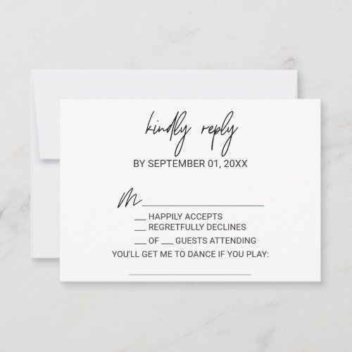 Whimsical Calligraphy Song Request RSVP Card