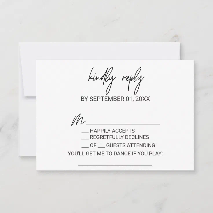 Whimsical Calligraphy Song Request RSVP Card | Zazzle