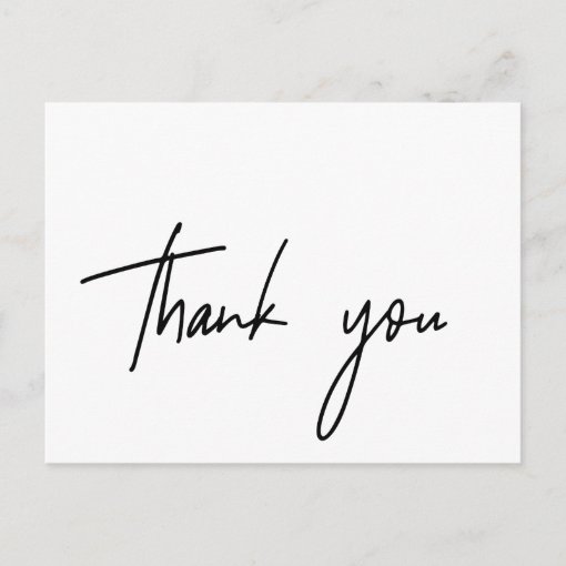 Whimsical Calligraphy Thank You Postcard | Zazzle