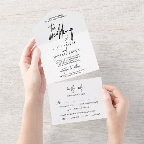 Whimsical Calligraphy The Wedding Of All In One Invitation