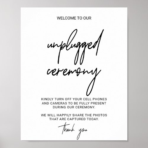 Whimsical Calligraphy Unplugged Ceremony Sign
