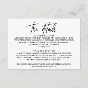 Whimsical Calligraphy Wedding Details Card