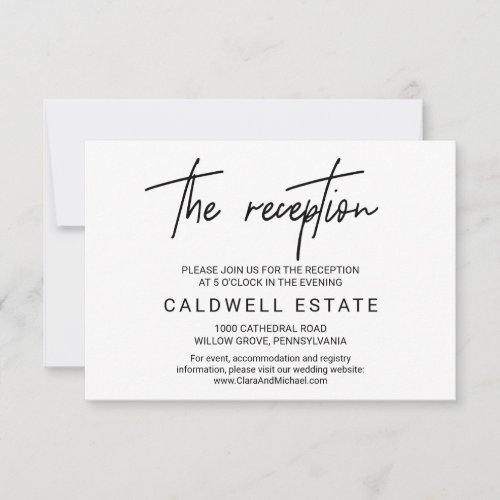 Whimsical Calligraphy Wedding Reception Card