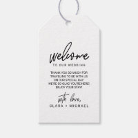 Whimsical Calligraphy Wedding Welcome Gift Tags