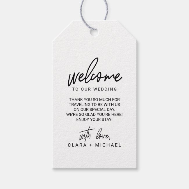 Whimsical Calligraphy Wedding Welcome Gift Tags