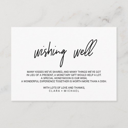 Whimsical Calligraphy Wedding Wishing Well Enclosure Card