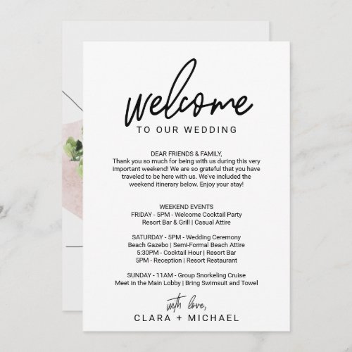 Whimsical Calligraphy Welcome Letter  Map Invitation