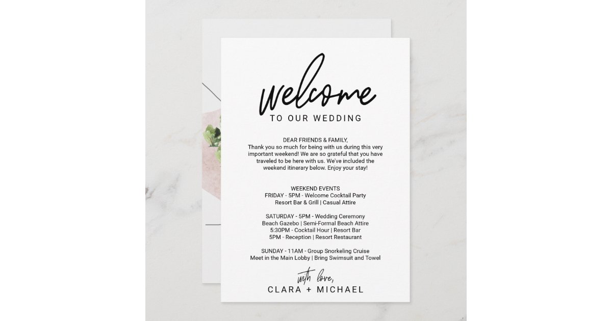 Whimsical Calligraphy Welcome Letter & Map Invitation | Zazzle