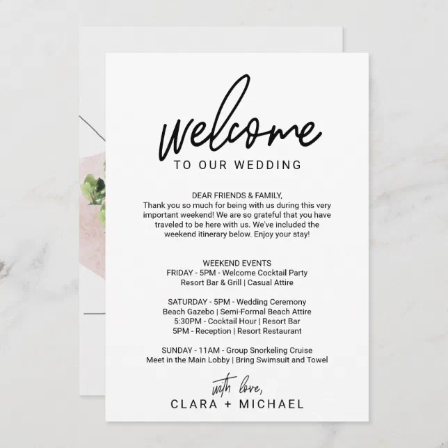 Whimsical Calligraphy Welcome Letter & Map Invitation 