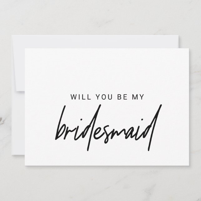 Whimsical Calligraphy Will You Be My Bridesmaid Invitation (Front)