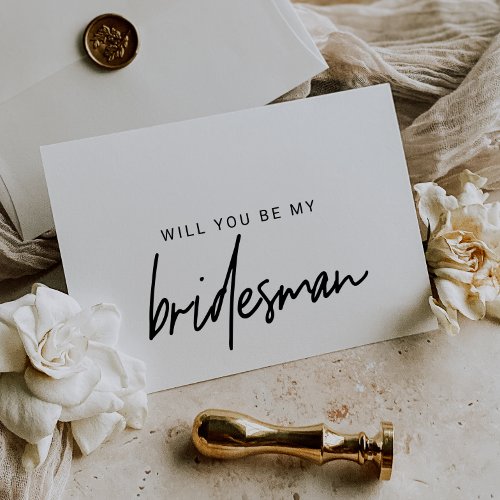 Whimsical Calligraphy Will You Be My Bridesman Invitation