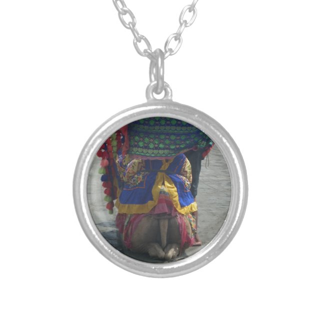 Whimsical Camel Art Print/Graphic Silver Plated Necklace (Front)
