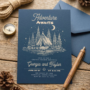 Whimsical Camping Couples Shower Adventure Awaits Invitation