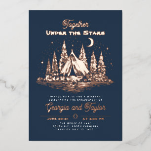 Whimsical Camping Under the Stars Engagement Party Foil Invitation